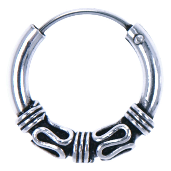 Zilver oorring Bali stijl