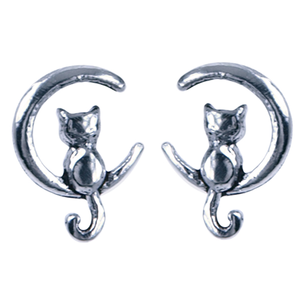 Zilver oorsteker Kat in maan