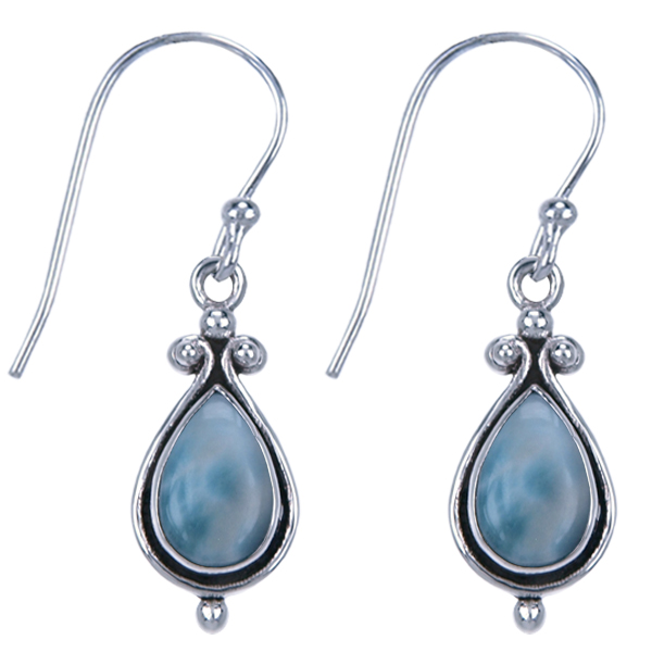Zilver oorbel Larimar