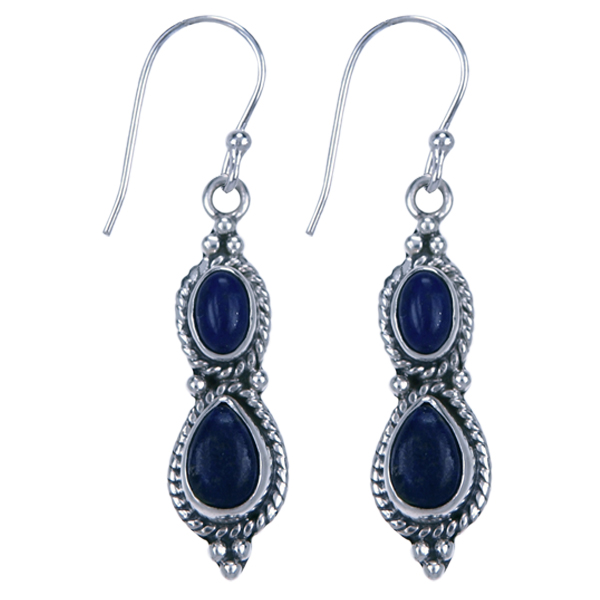 Zilver oorbel Lapis lazuli
