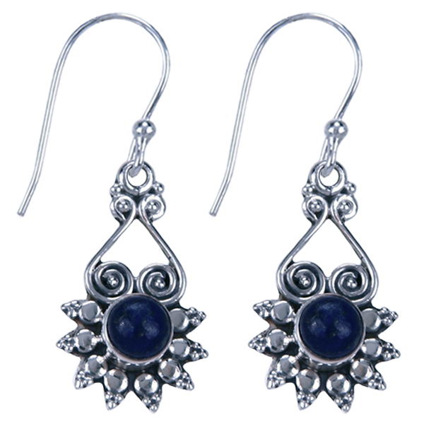 Zilver oorbel Lapis lazuli