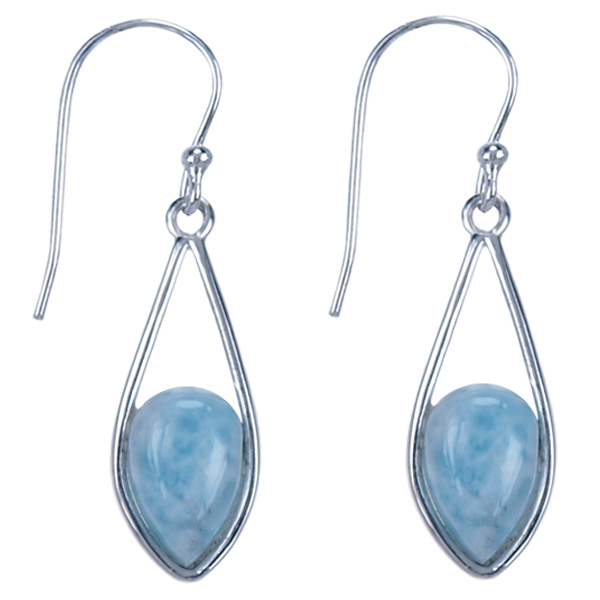 Zilver oorbel Larimar