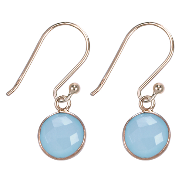 Zilver oorbel GP Aqua chalcedoon