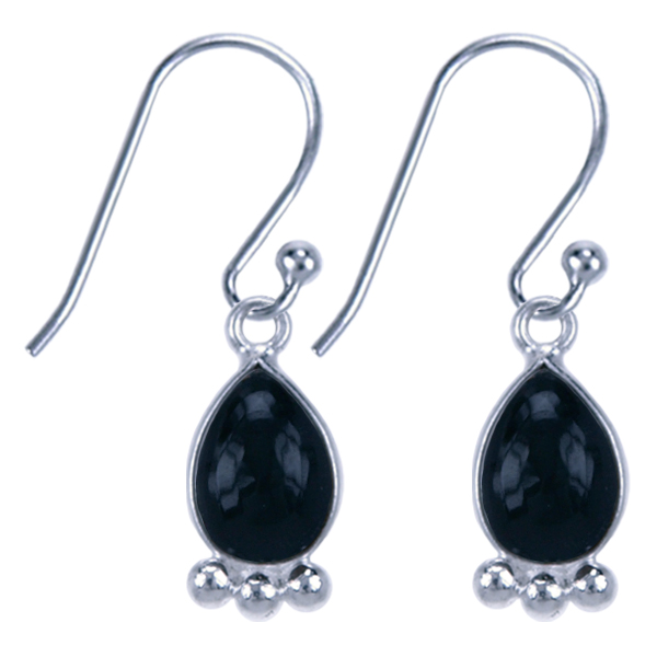 Zilver oorbel Onyx