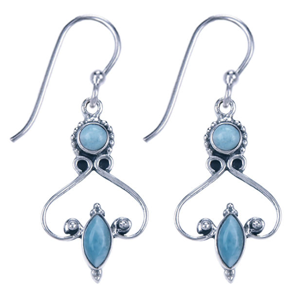 Zilver oorbel Larimar