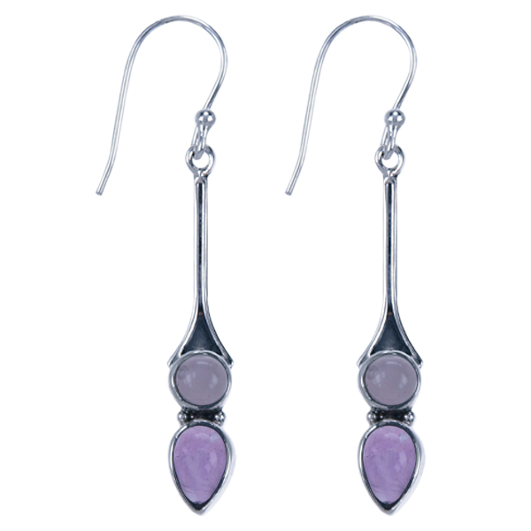 Zilver oorbel Amethyst
