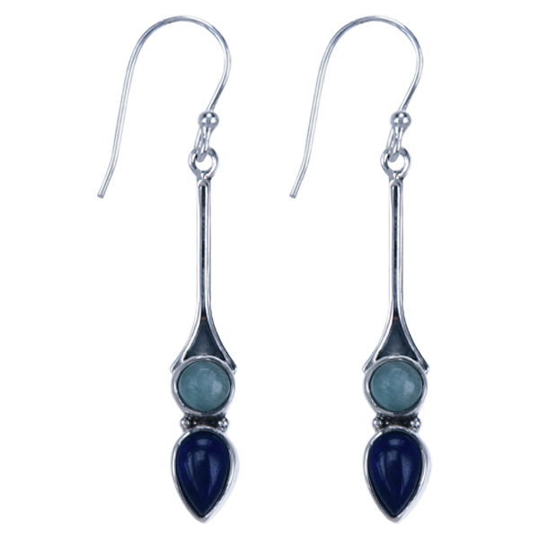Zilver oorbel Lapis lazuli