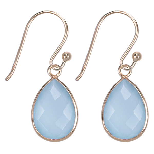 Zilver oorbel GP Aqua chalcedoon
