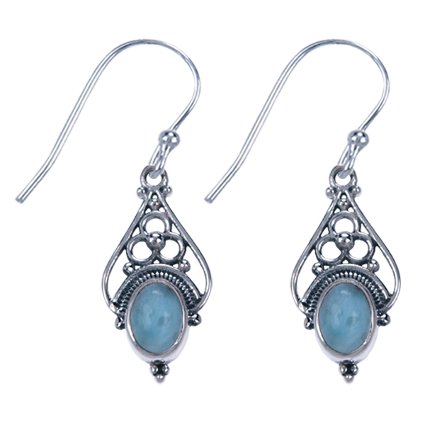 Zilver oorbel Larimar
