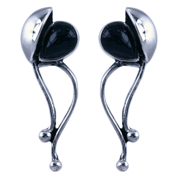 Zilver oorsteker Onyx