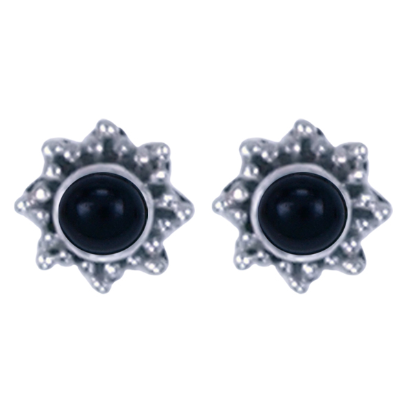 Zilver oorsteker Onyx