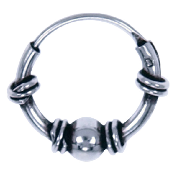 Zilver oorring Bali stijl